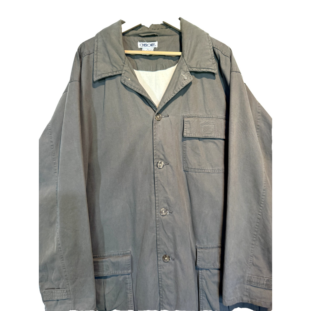 Cherokee Men’s Pea Coat Cotton Canvas‎ Double Breasted Brown XL Lined